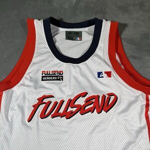 Full Send Basketball Jersey Mens XXL USA Stars Stripes White Mesh Tank Top Nelk